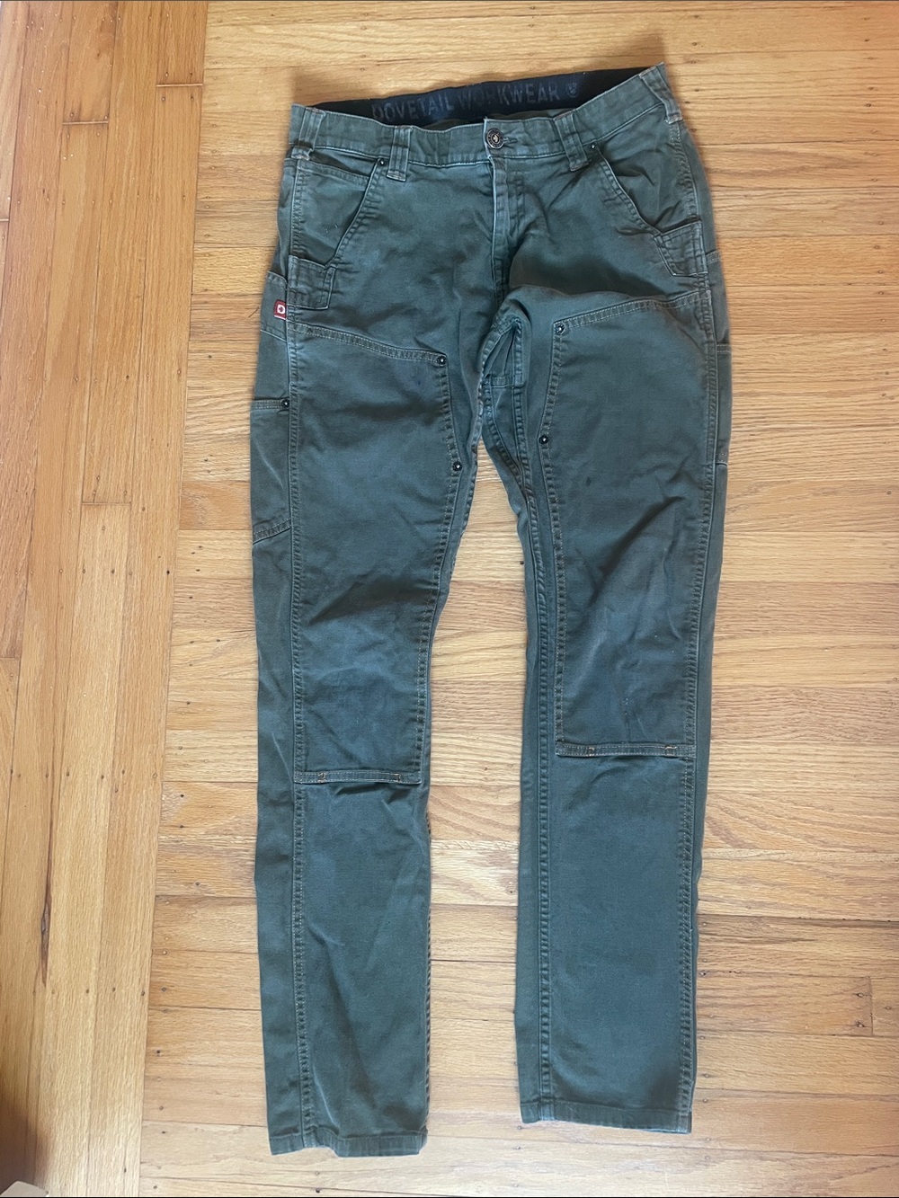 Dovetail - Shop Pant in Olive Green Denim